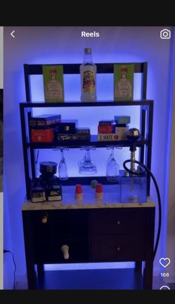 Marble Bar With LED Lights - Space Saving