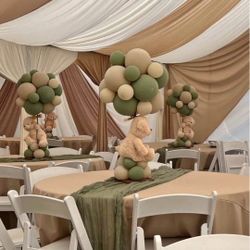 Tent
Drapping 
Chairs and Tables 
Chandeliers
Tablecloth