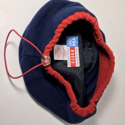 Roots 2002 USA Olympics Beret Cap Hat Beanie Red Blue One Size