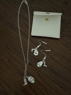 New Western Rodeo Cowboy Boots & Hat Necklace & Earrings
