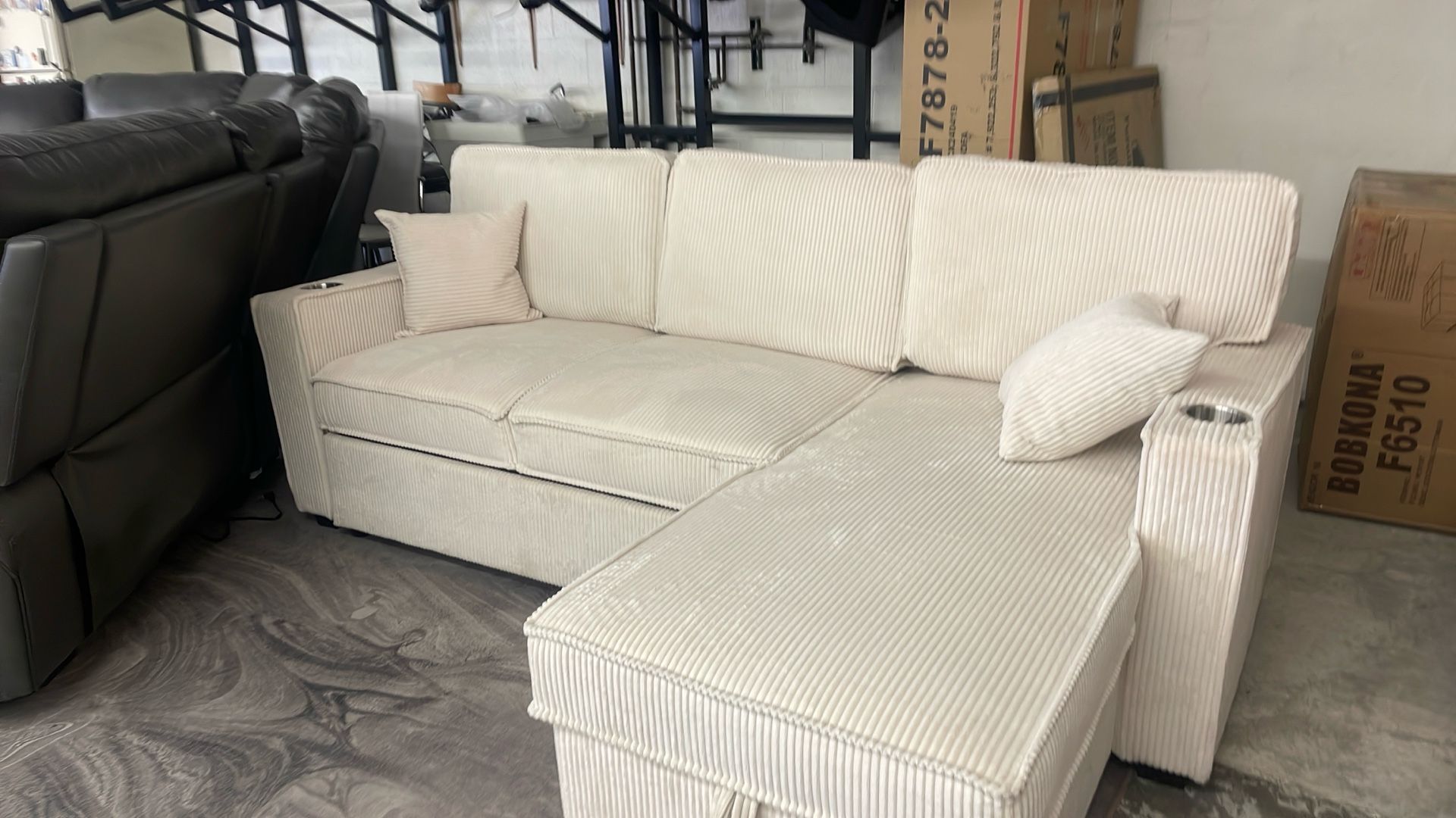 New Sleeper Sectional Couch With Storage / Free Delivery