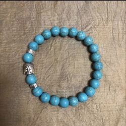 Blue Turquoise Beads Buddha Bracelet 