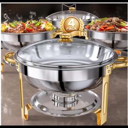 Chafing Dishes Buffet Set: | Round Chafers and Buffet Warmers Set for Catering