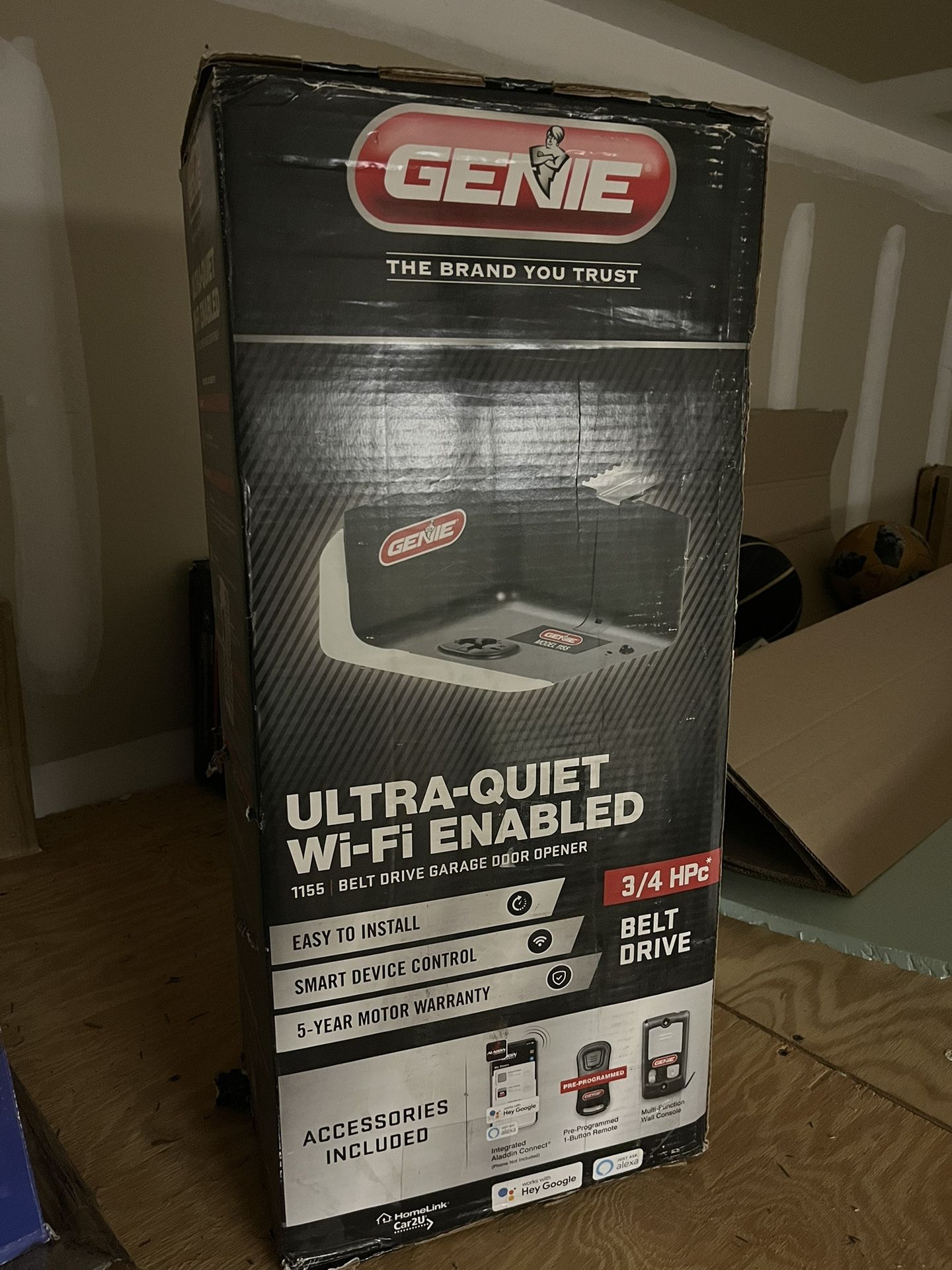 Genie Ultra-Quiet 3/4 hp. Belt Drive Smart Garage Door Opener