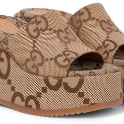 Jumbo GG wedge platform sandals Size 10