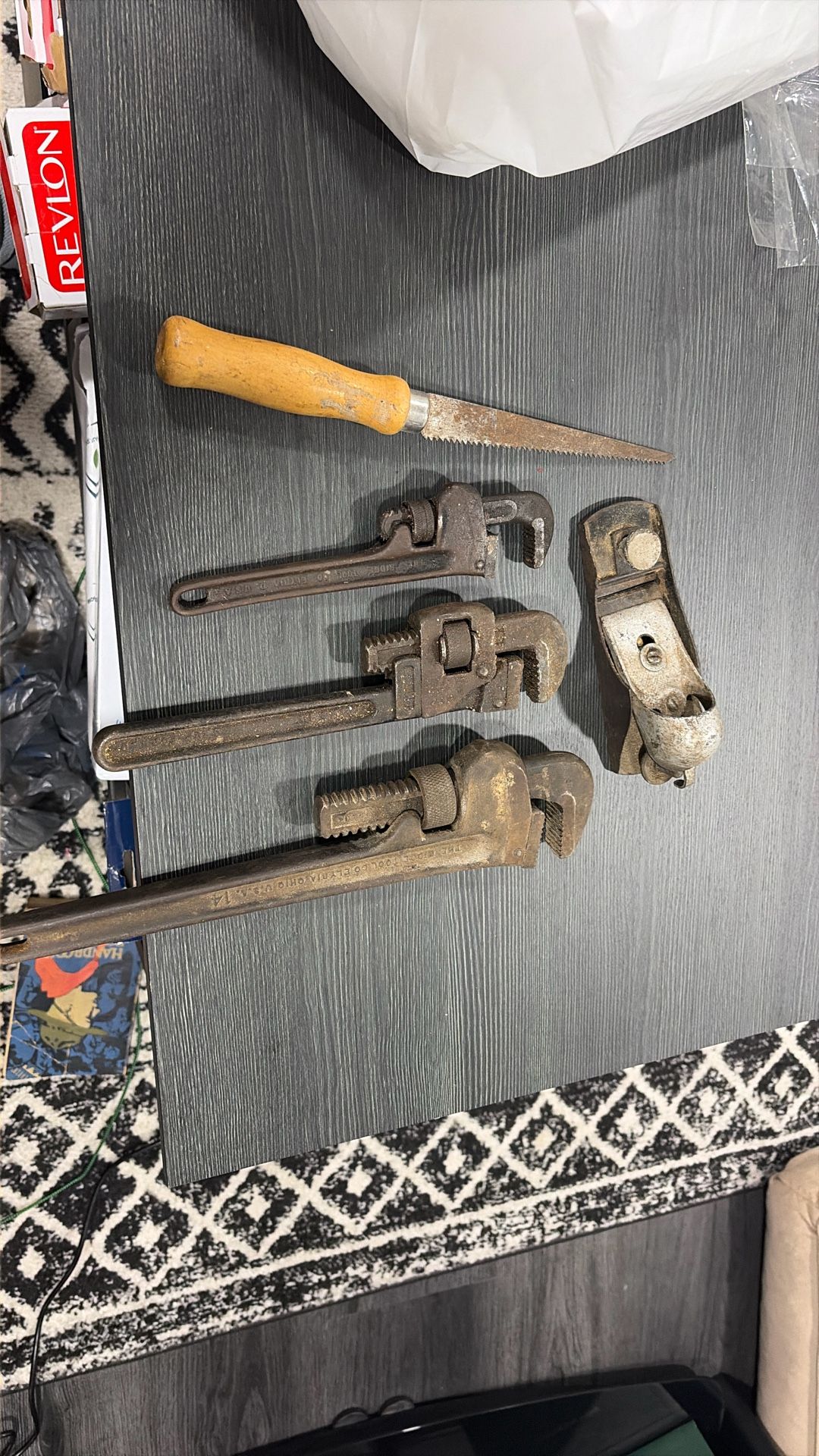 Lot Of 3 Ridge Took Company Wrench. Plus Plane And Saw