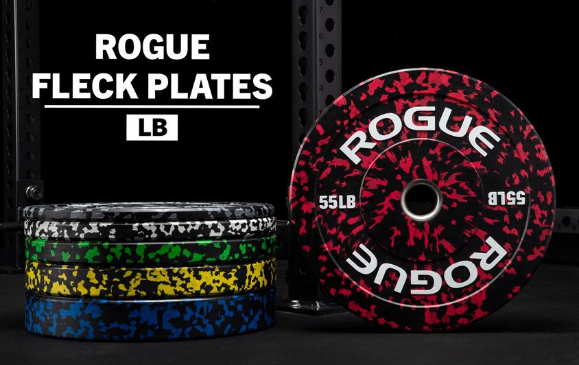 Rogue Fleck Plates 55 / 45 / 25 / 15lb pairs of Gym Weight Olympic Bumpers