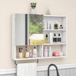 White Bathroom Wall Cabinet With Mirror