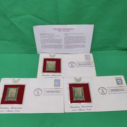 22K Gold 2002 Hawaiian Missionaries GoldProof Stamp Replica Set of 3