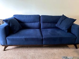 🛋️ Navy Blue Mid-Century Modern Sofa — $275 (or $200 cash same day!) $275