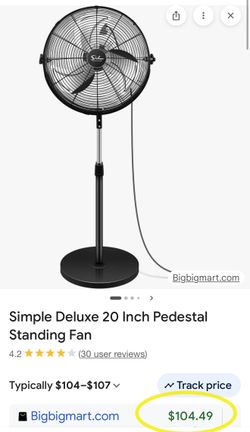 20 Inch Pedestal Standing Fan, High Velocity, Heavy Duty Metal For Industrial, Commercial, Residential, Greenhouse Use, Black