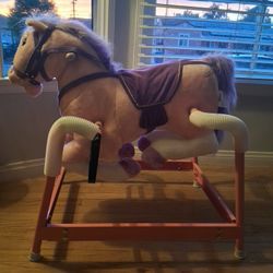 Qaba Spring Rocking Horse, Kids Ride on

 Horse, Plush Horse Ride-on with Sounds , AGES. 3-8 Years Old