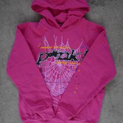 Spider Hoodie Pink Large Fitted