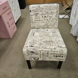 Armless Accent Chair – Script Print Upholstery