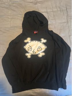 Vintage Y2K grunge Family Guy Stewie Griffin Distressed Cut Neck Cross Bones Hoodie XL