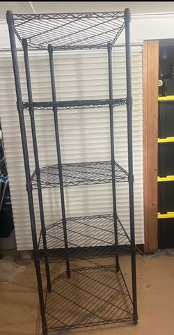 Black metal shelving