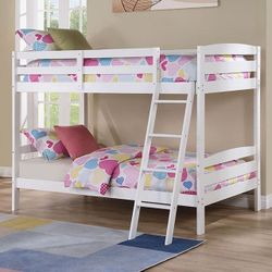 White Twin/ Twin Bunk Bed 