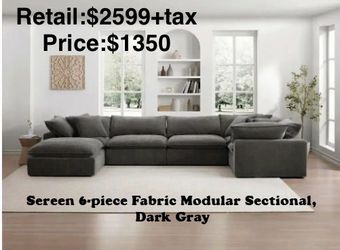 Sereen 6-Piece Fabric Modular Sectional Dark Gray