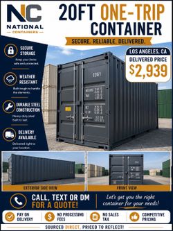 20' One-Trip Shipping Container – $2,939 Delivered