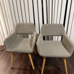 Set of 2 Modern Gray Upholstered Chairs
