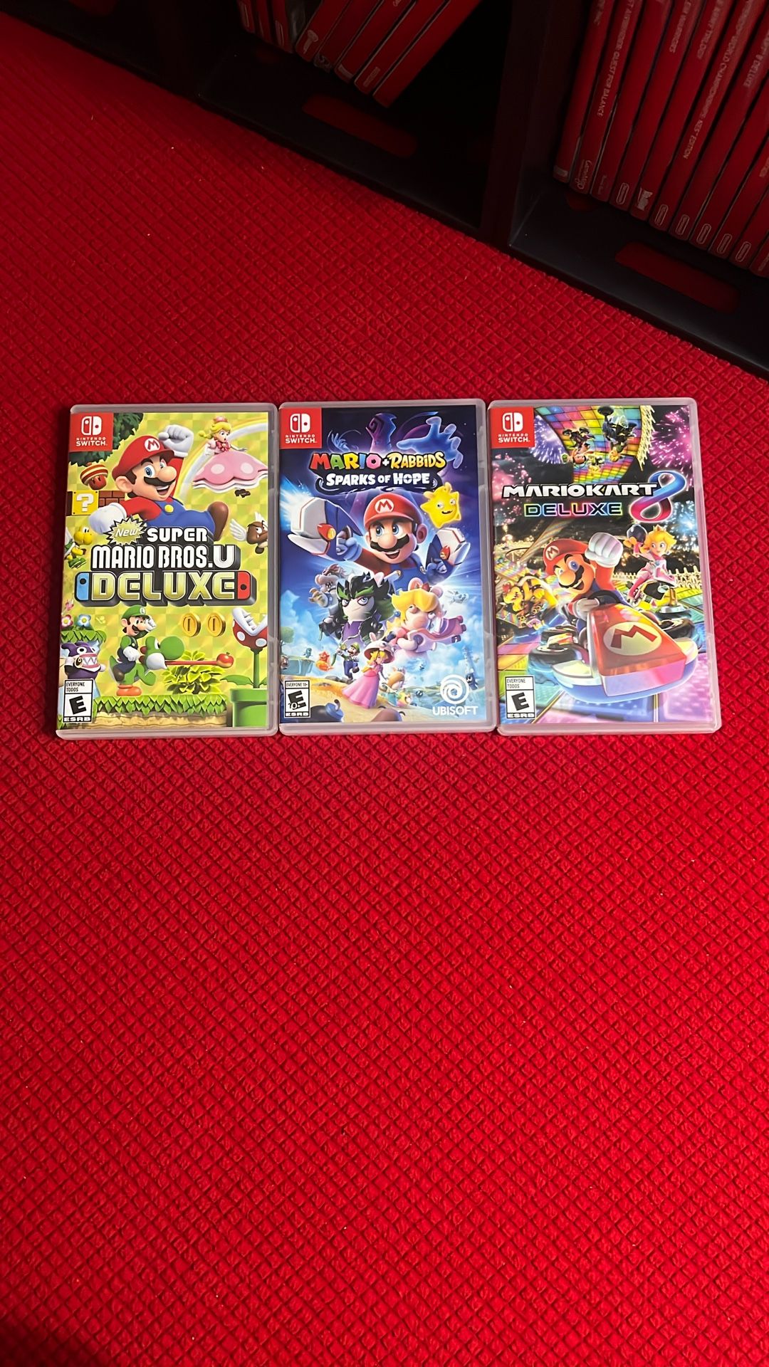 Nintendo Switch Games. Super Mario Bros U, Sparks Of Hope, Mario Kart 8 Deluxe