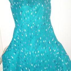 Teal Blue Dress With Purple Diamond Size 14