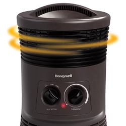 Honeywell HHF360V Calentador con ventilador de 360 grados y salida de calor envolvente, gris carbon, calentador portátil de eficiencia energética con 