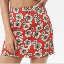 Forever 21 Floral Red Mini Skirt 