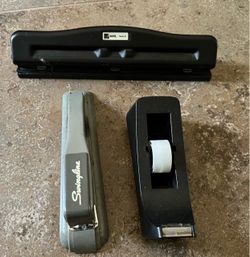 Lot of Stapler, Tape Dispenser, & 3 Hole Punch