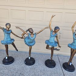 Set of 4 Bronze Ballerina Statues--4 Different