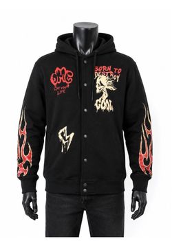 Rebel Minds Born to Destroy Graphic Varsity jacket with hoodie