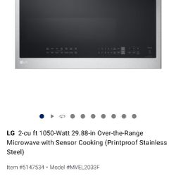LG 2 Cu Ft 1050 Microwave Over The Range