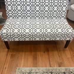 Loveseat for Living Room - Upholstered Fabric with Geometric Pattern and Birch grey