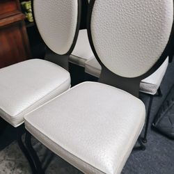 4 Ostrich Print Leather Chairs 