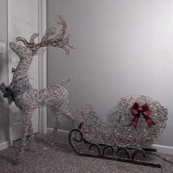 4ft Reindeer & Sleigh Christmas Outdoor Yard Decor 