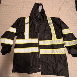 Solid Safety Reflector Rain Jacket