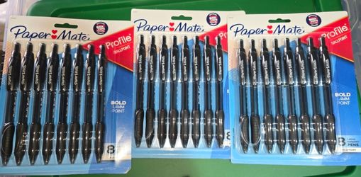 Paper Mate Profile Bold Black Ballpoint Pens 8-Pack – NEW