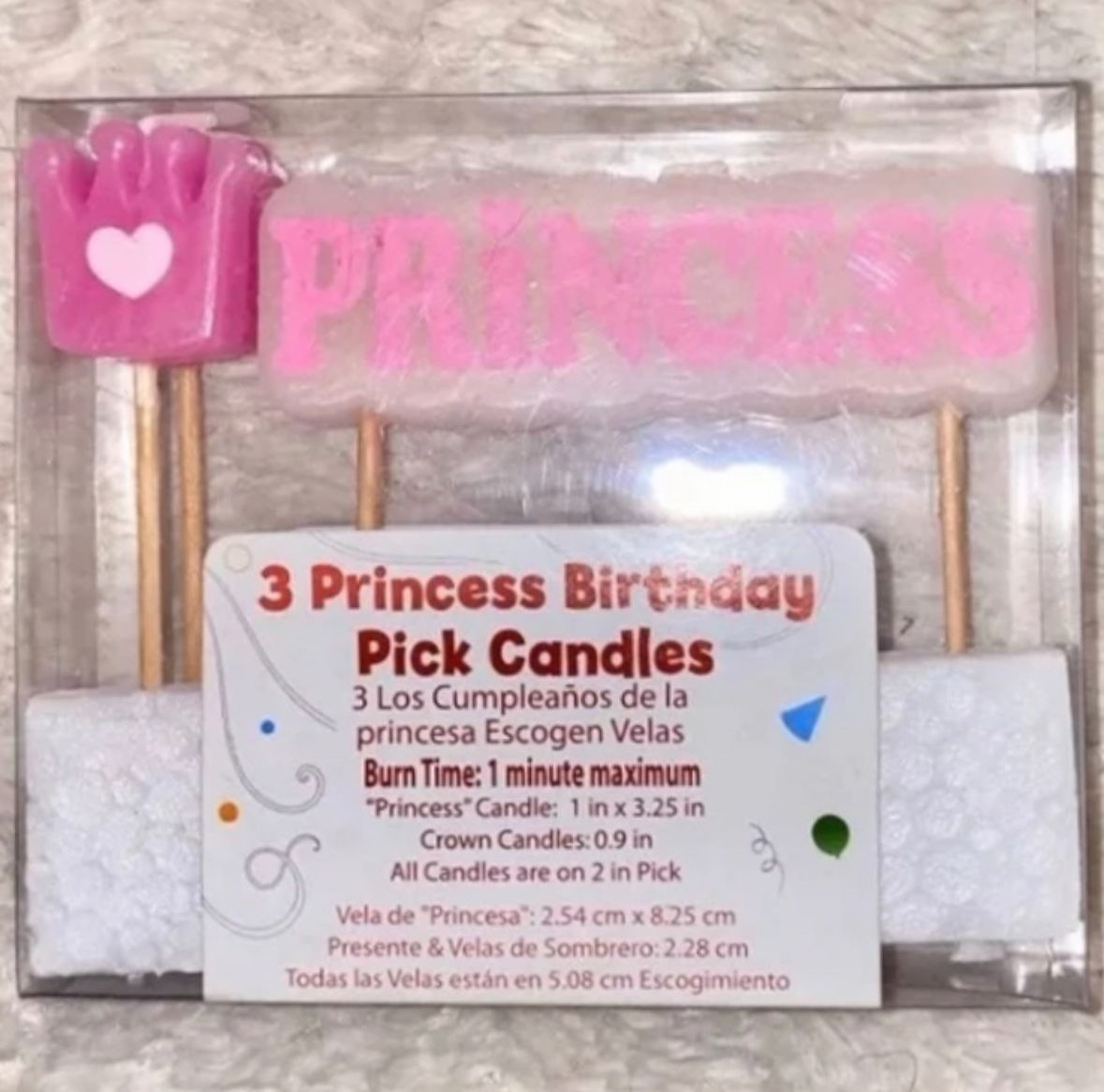 New 3-Piece Princess Candle Set