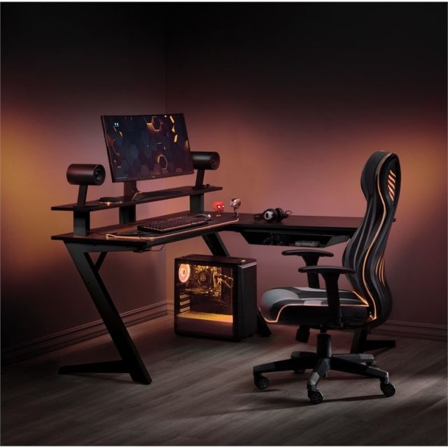 Desk. Table Gaming desk Office Star comes in black or red front only is $275 with Monitor Stand $295 Or L shaped $395