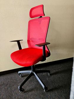 Red Contemporary Ergonomic Adjustable Height Swivel Mesh Manager Chair