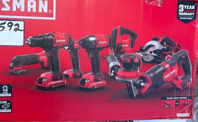 CRAFTSMAN V20 Cordless 8-Tool Combo Kit + 2 Batteries – Like New