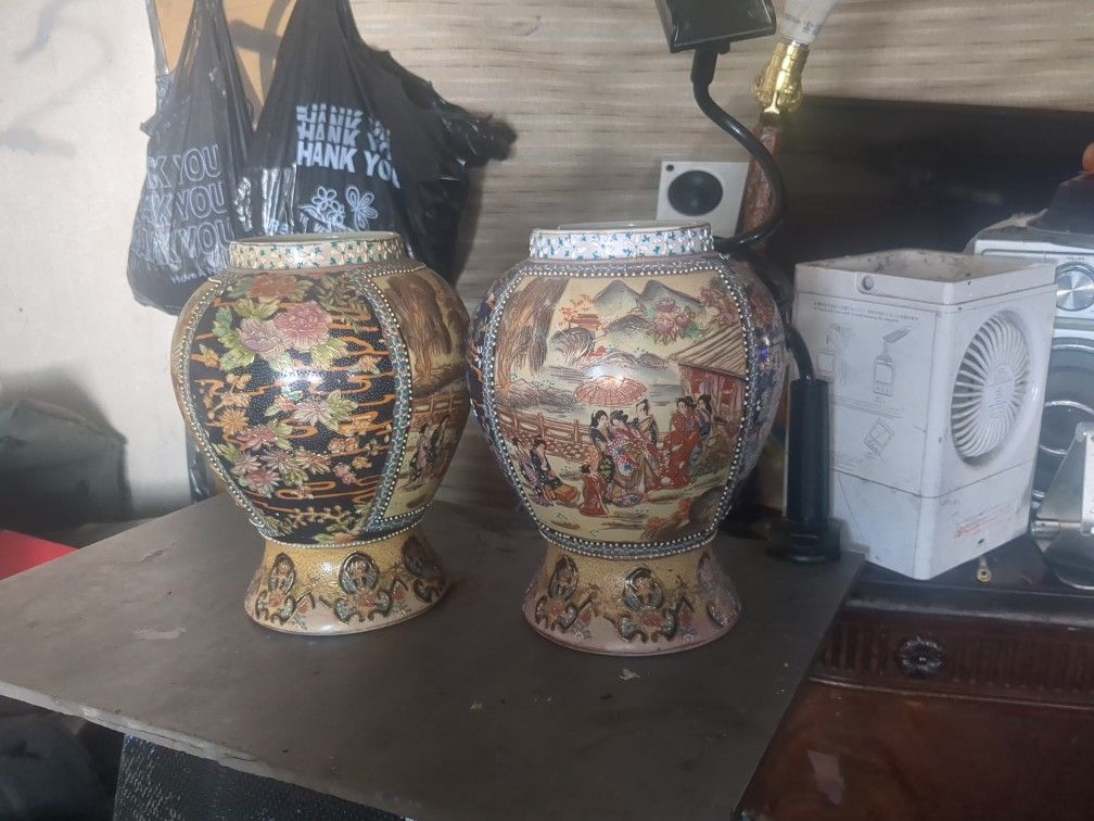 2 Original Chinese Hand-painted Porcelain Vases