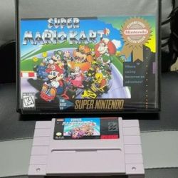 Super Mario Kart - vintage SNES game in custom clamshell - tested & working