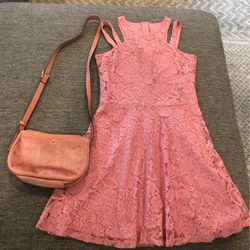 Girls Pink  Dress And Purse Size 8/10