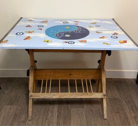 Adjustable Artist Drafting Table with Custom Hand-Painted Top