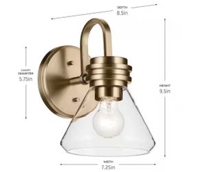 Farum 9.5 in. 1-Light Wall Sconce with Clear Glass in Champagne Bronze