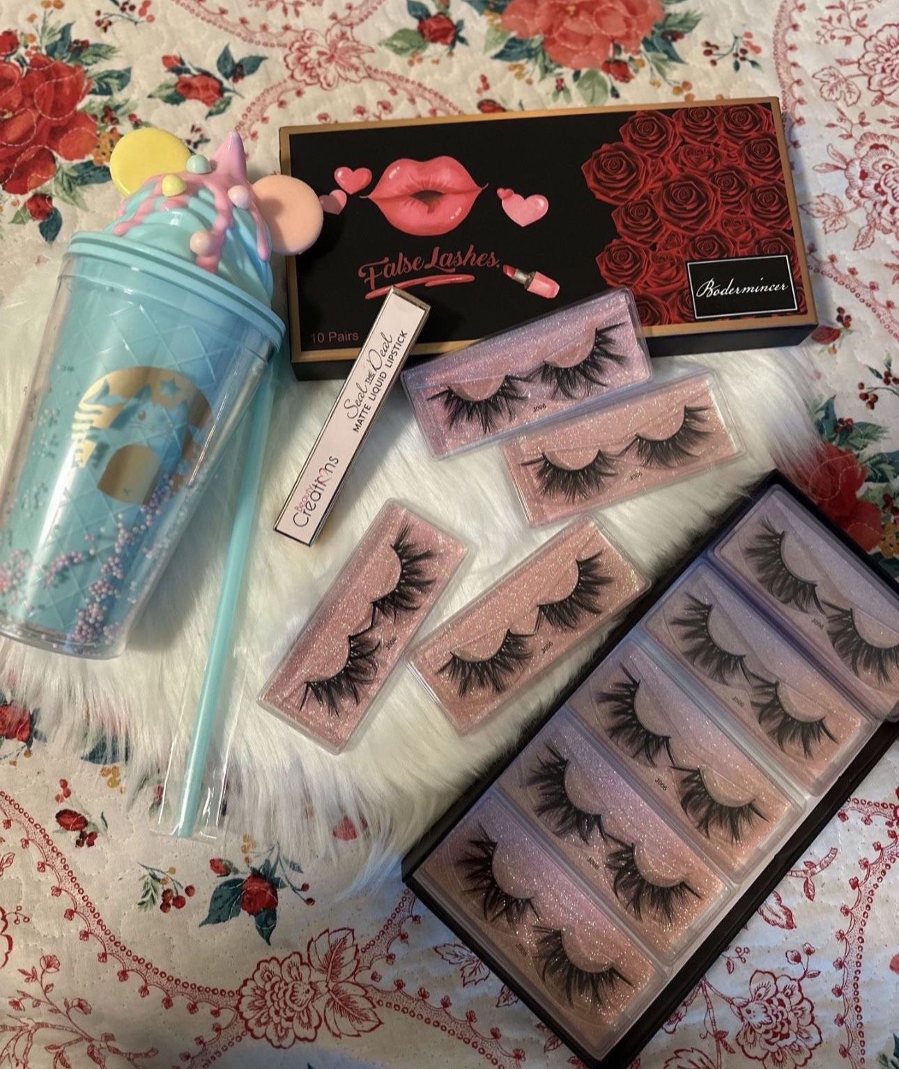 Perfect Christmas Gift 🎁 Or Birthday For Her . Human Hair Set Of 10 Pairs Of Beautiful Lashes & Matte Liquid & Beautiful Cup