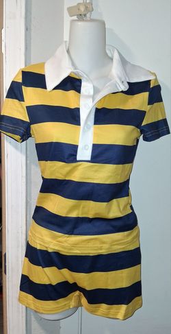 Navy and Yellow Striped Rugby 2pc. Set