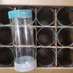 Bling Ribbon DIY decorated Cylinder Vases For Centerpieces