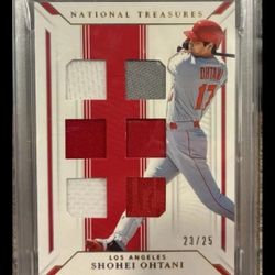 Shohei Ohtani 2019 National Treasures Game Gear Materials Gold #d/25 PSA 9 MINT
